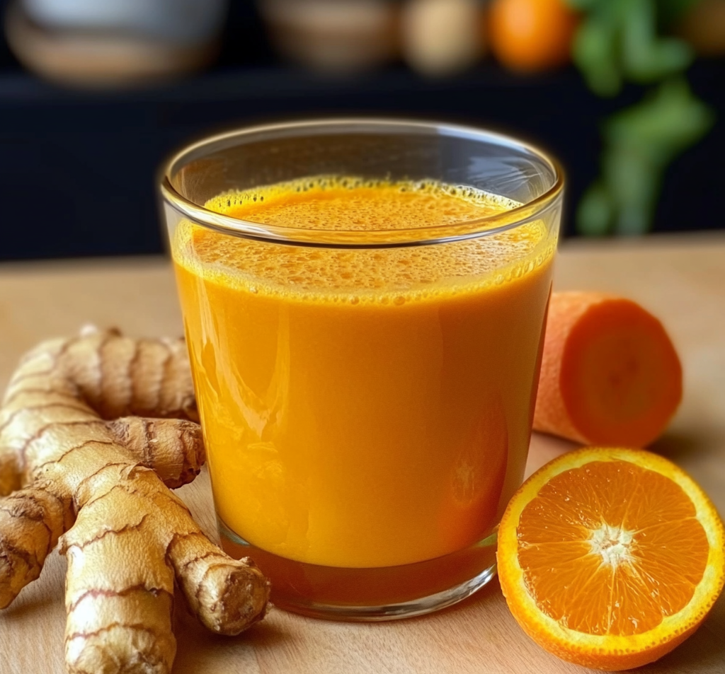 Jus de Carotte à l'Orange, au Curcuma et au Gingembre