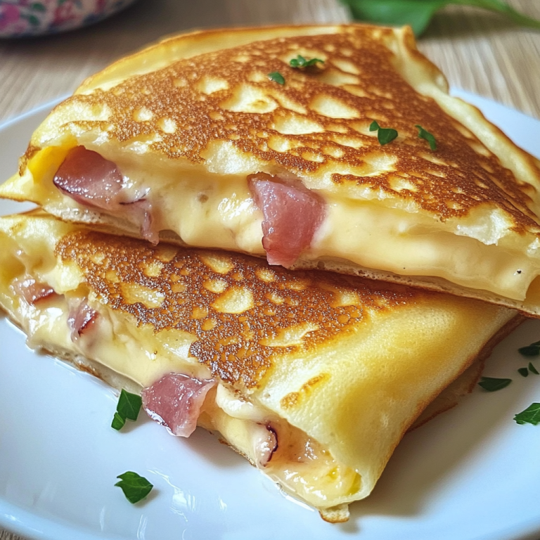 Crêpes salées au jambon et fromage fondant