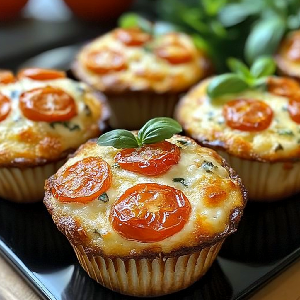 Muffins Tomate, Mozzarella et Basilic