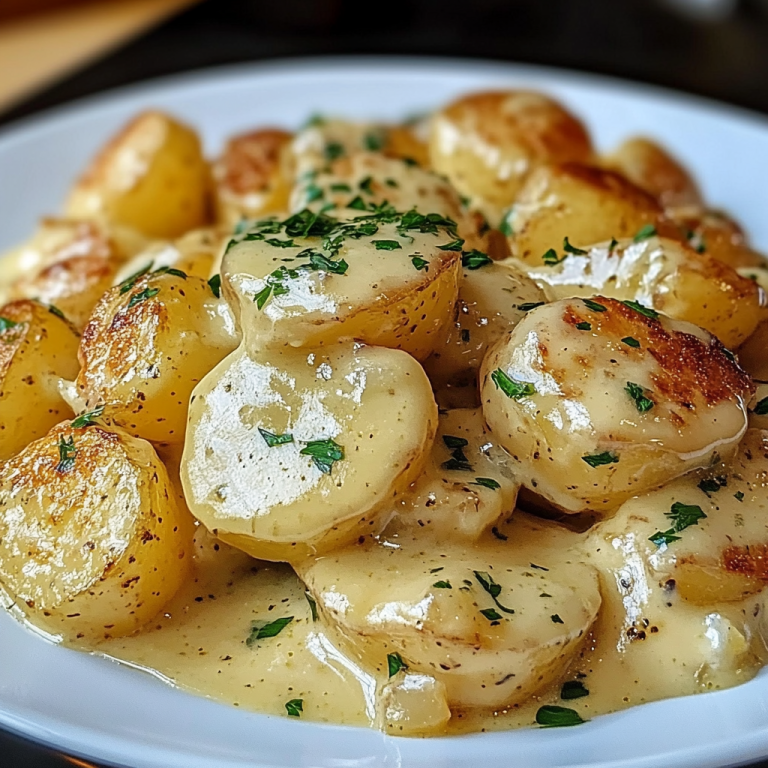 Pommes de terre bébés à la sauce crémeuse à l’ail
