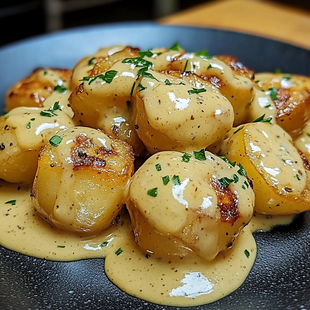 Pommes de terre bébés à la sauce crémeuse à l’ail
