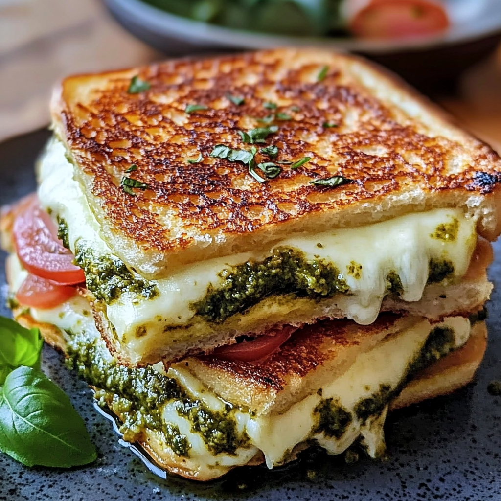Croque-Monsieur Méditerranéen à la Mozzarella et au Pesto