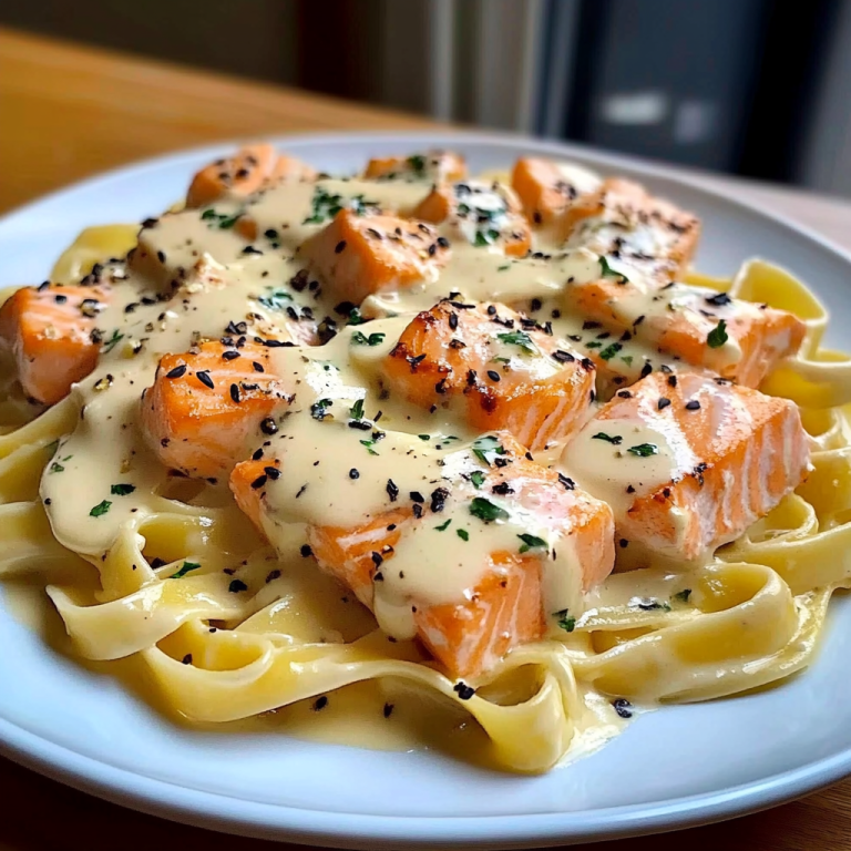 Pâtes au saumon crémeuses à l’ail et au beurre