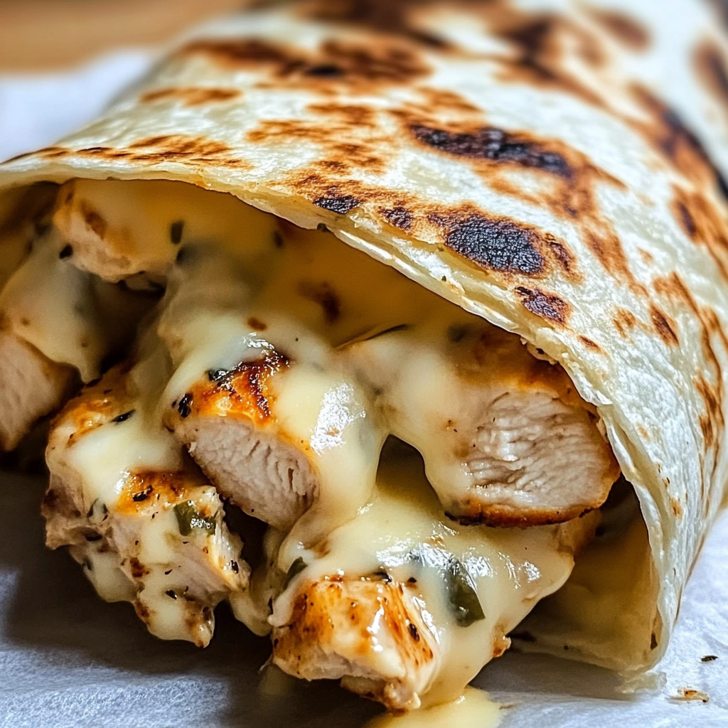 Cheesy Garlic Chicken Wraps