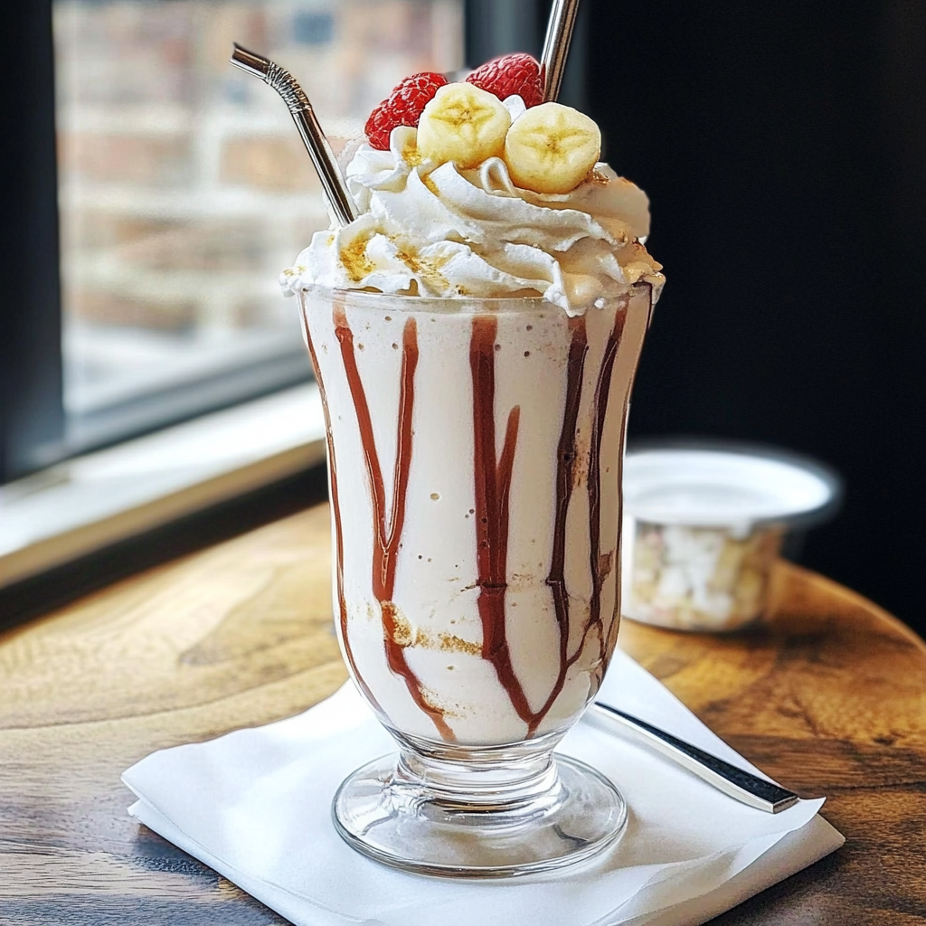 Milk-shake à la vanille et pétales chocolatés