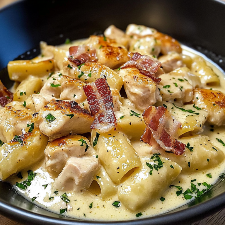 Pâtes crémeuses au poulet et bacon
