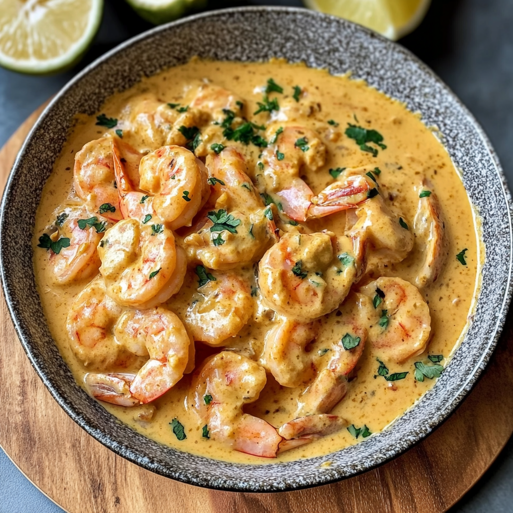 Crevettes à l’ail et lait de coco façon curry
