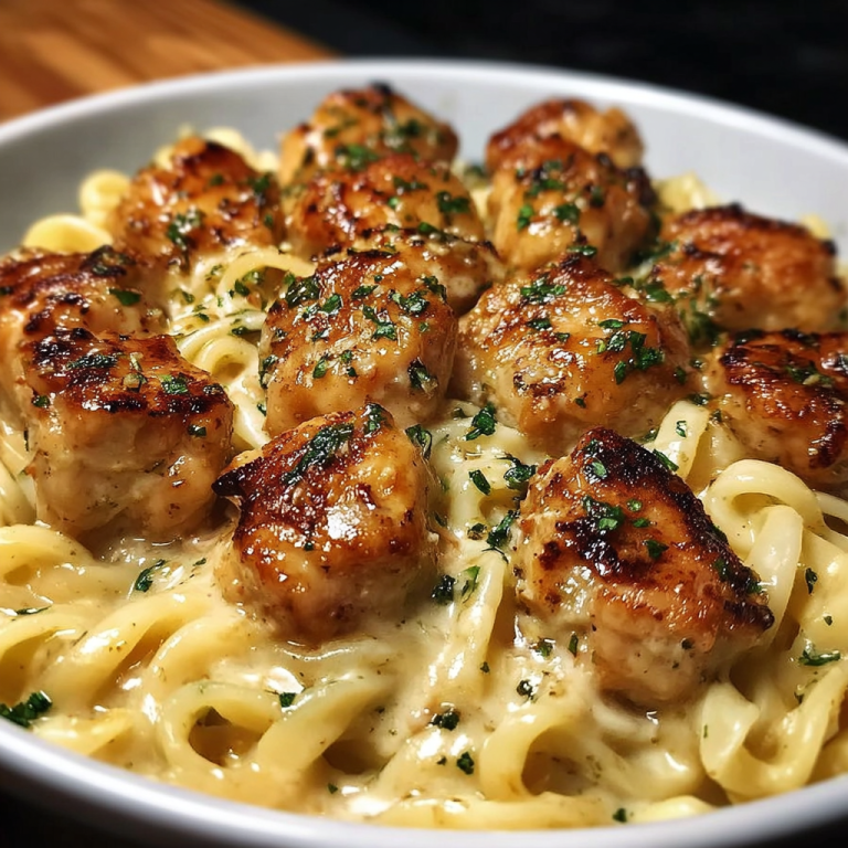 Garlic Butter Chicken Bites with Creamy Pasta