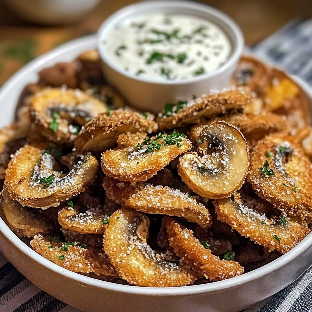 Fried Sliced Mushrooms with Ranch