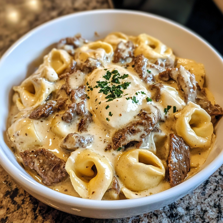 Cheesesteak Tortellini in Provolone Cream Sauce
