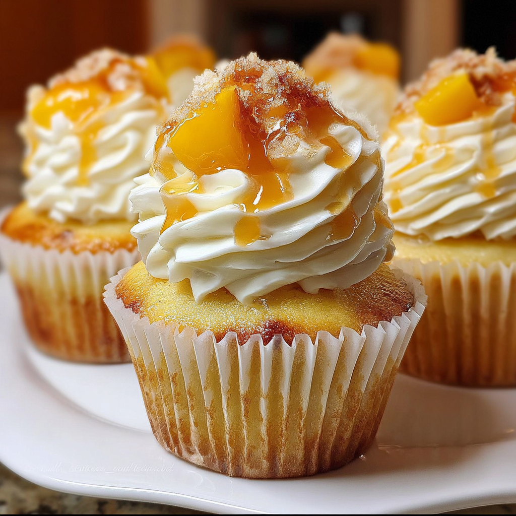 Honey Peach Cream Cheese Cupcakes