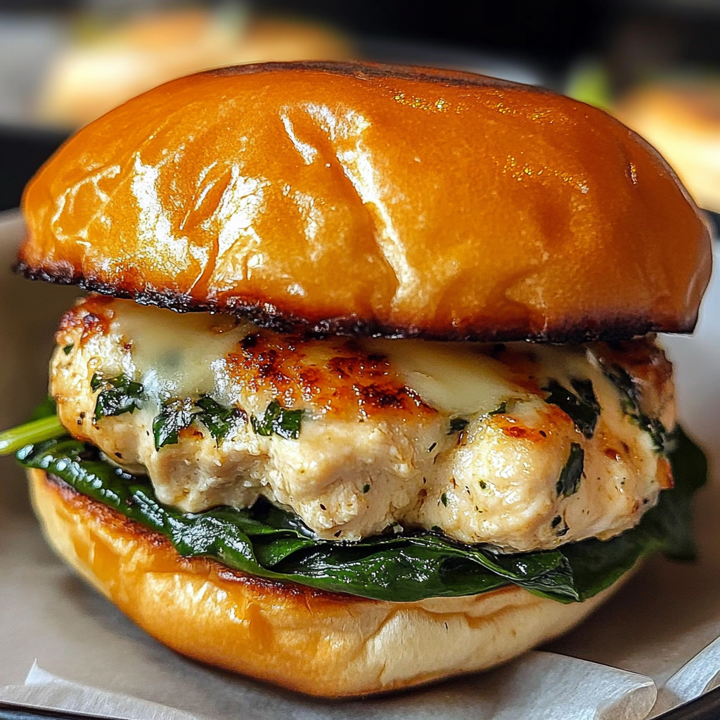 White Cheddar & Spinach Chicken Burgers