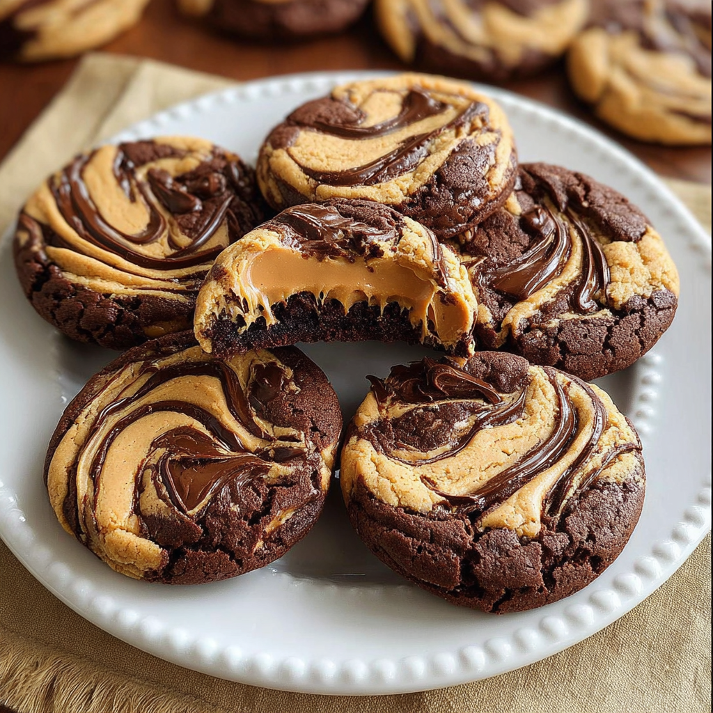 Swirled Brownie Cookies with a Peanut Butter Twist