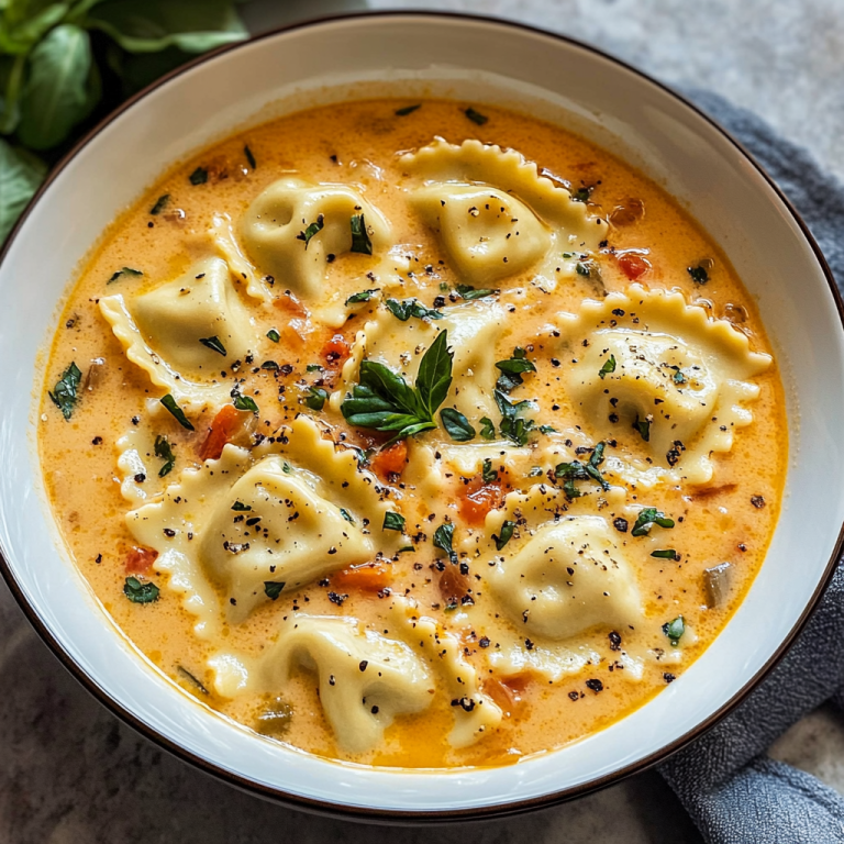 Creamy Tuscan Ravioli Soup