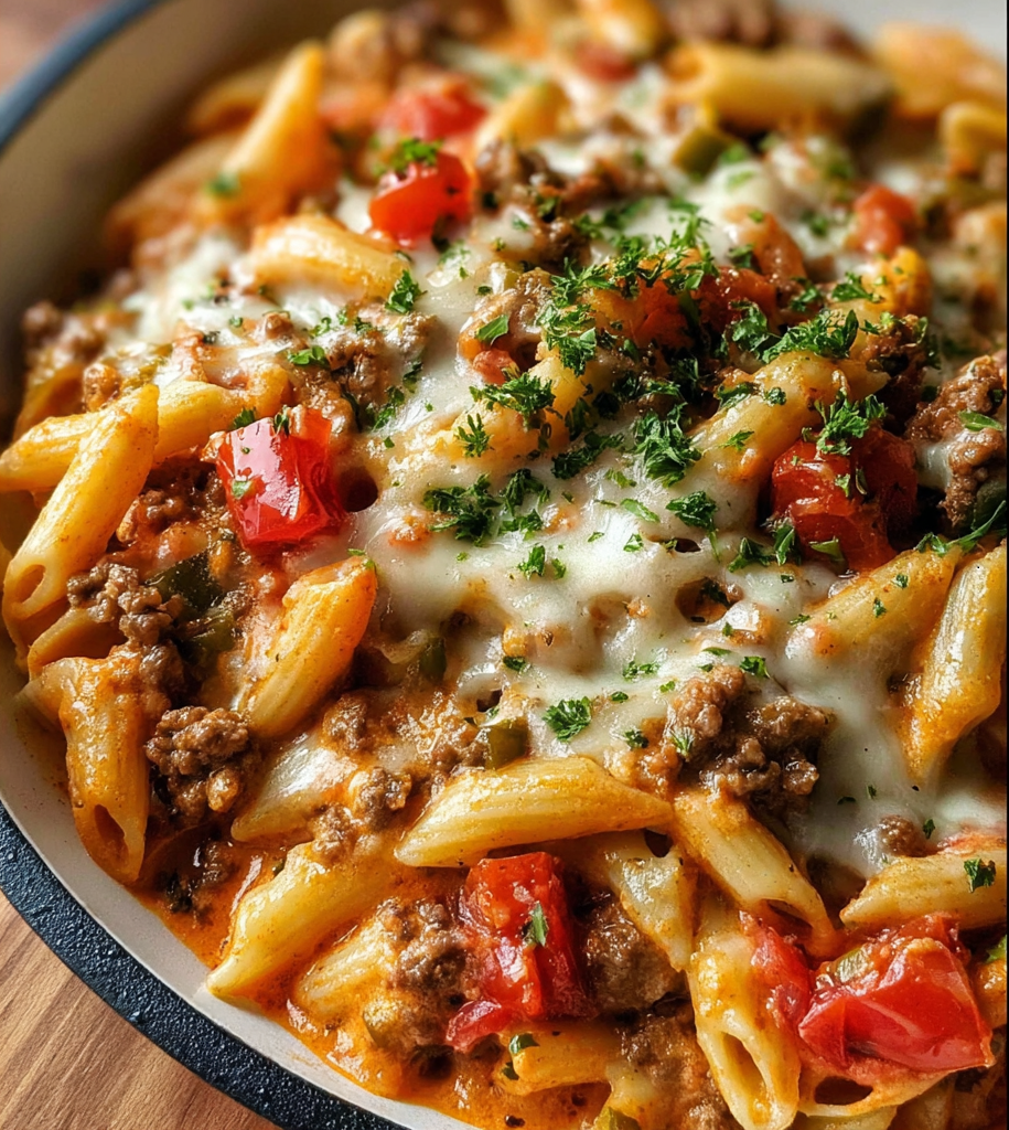 Creamy Rotel Pasta with Ground Beef