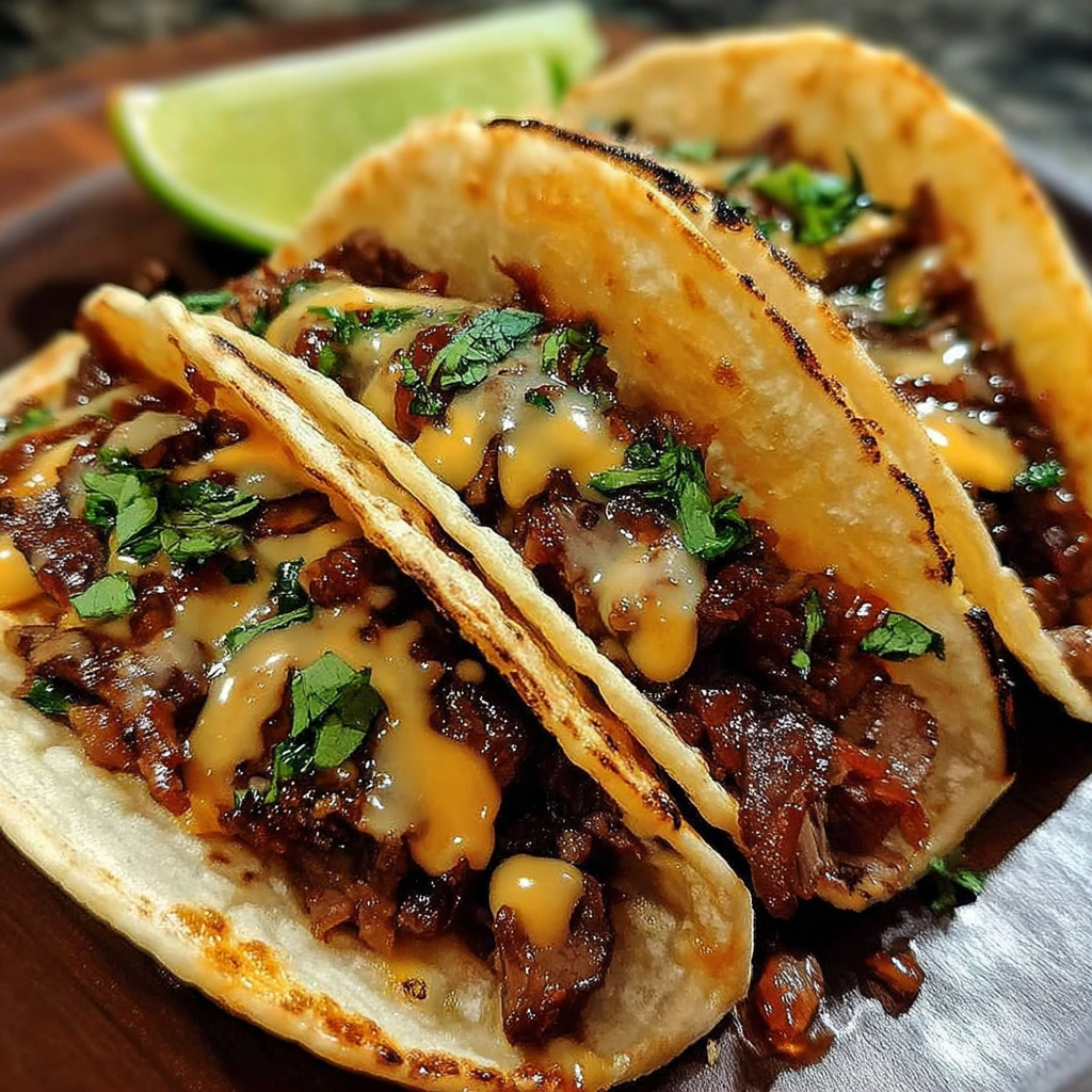 Garlic Butter Honey BBQ Beef Tacos