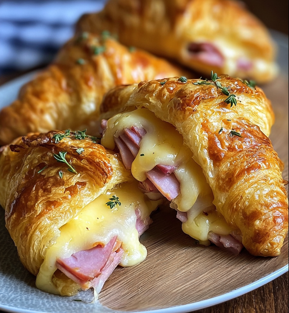 Baked Ham and Cheese Croissants