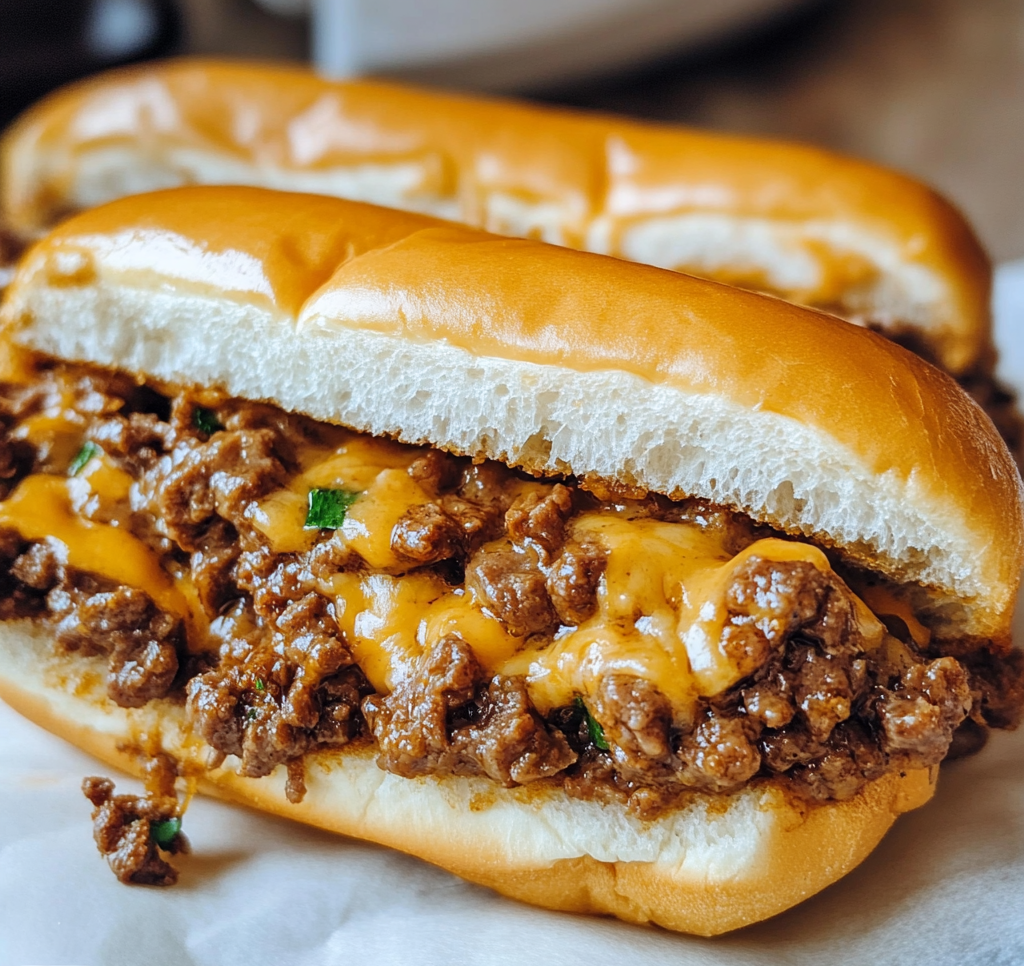 Cheesy Hot Beef Sandwich