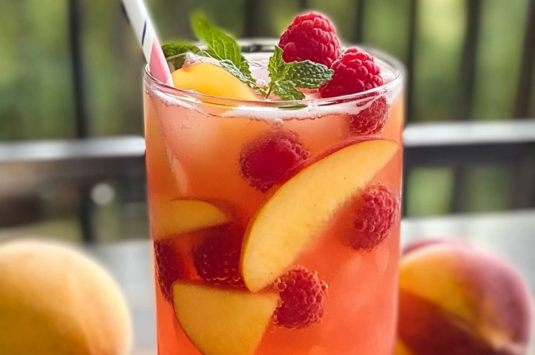 Homemade Raspberry Peach Lemonade