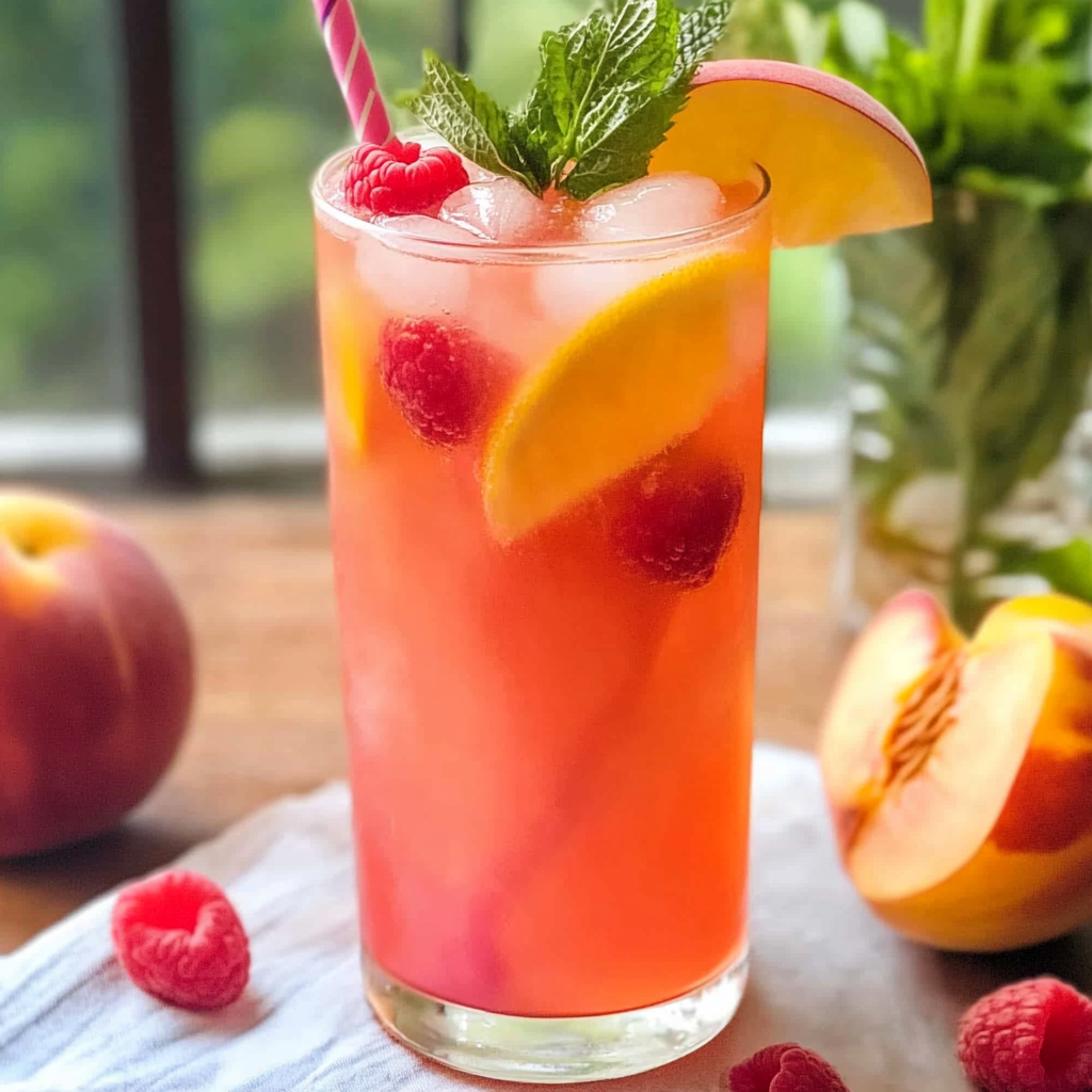 Homemade Raspberry Peach Lemonade