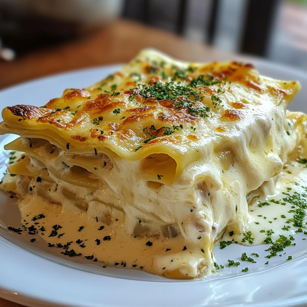 Creamy Chicken Lasagna with White Sauce