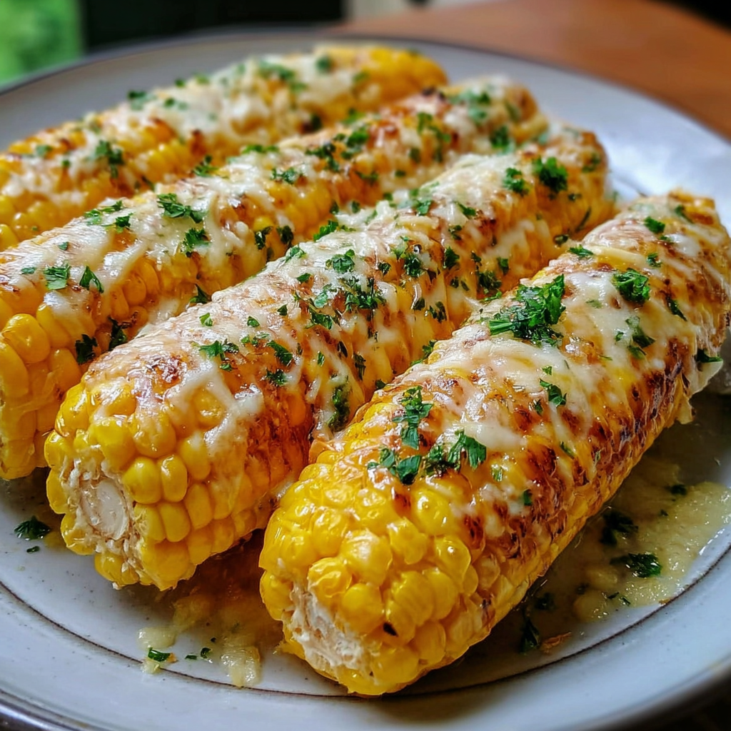 Garlic Butter Corn with Melty Cheese