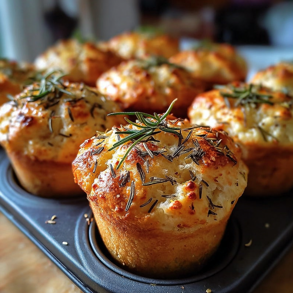 Garlic Rosemary Focaccia Muffins