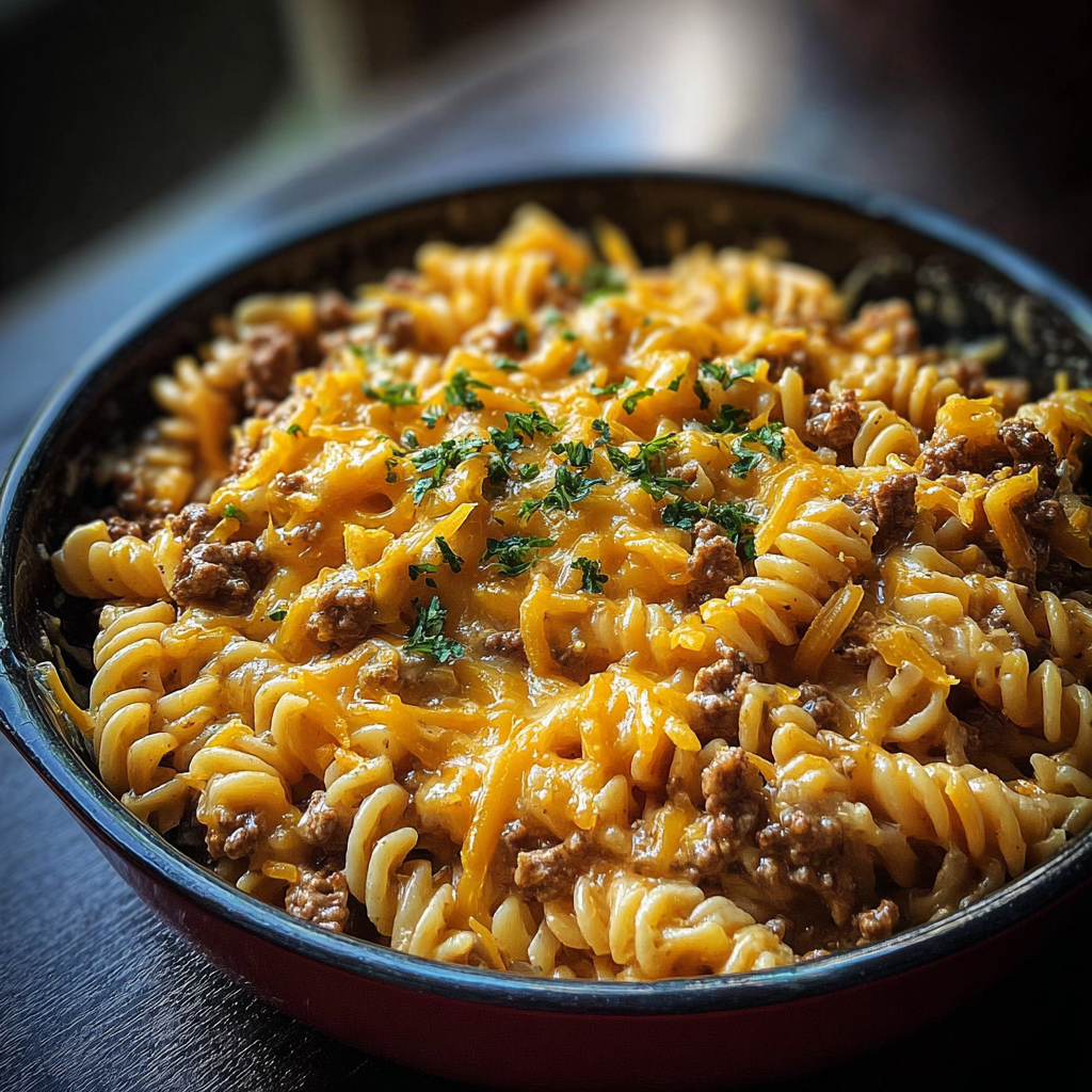 One-Pot Beef and Cheddar Ranch Pasta