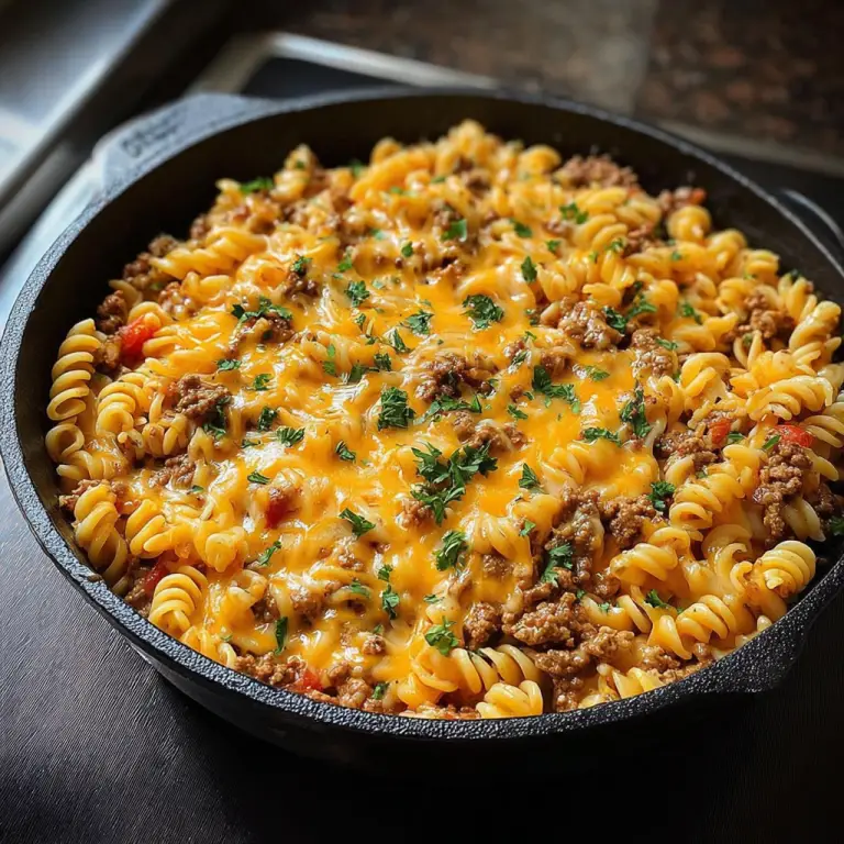 One-Pot Beef and Cheddar Ranch Pasta