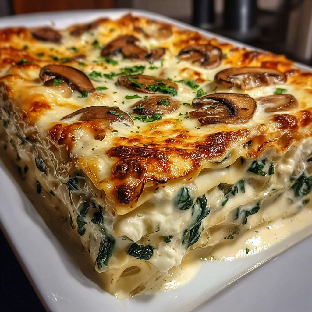 Creamy Spinach Mushroom Lasagna