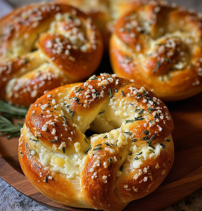Mozzarella Stuffed Rosemary Parmesan Soft Pretzels
