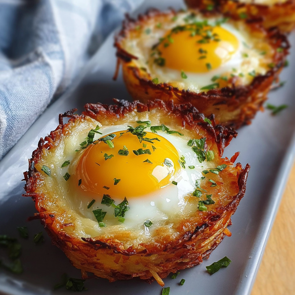 Eggs in Crispy Hash Brown Baskets