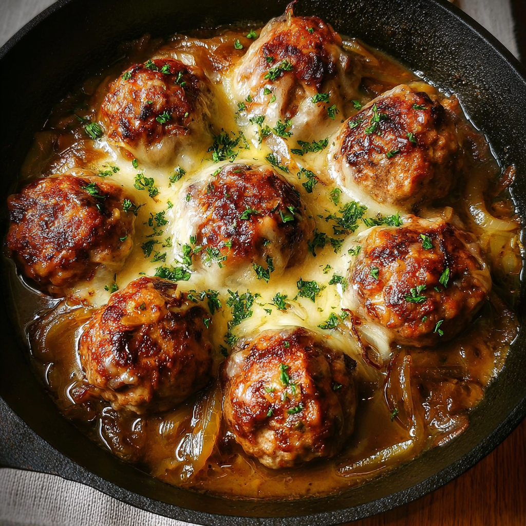 French Onion Meatballs