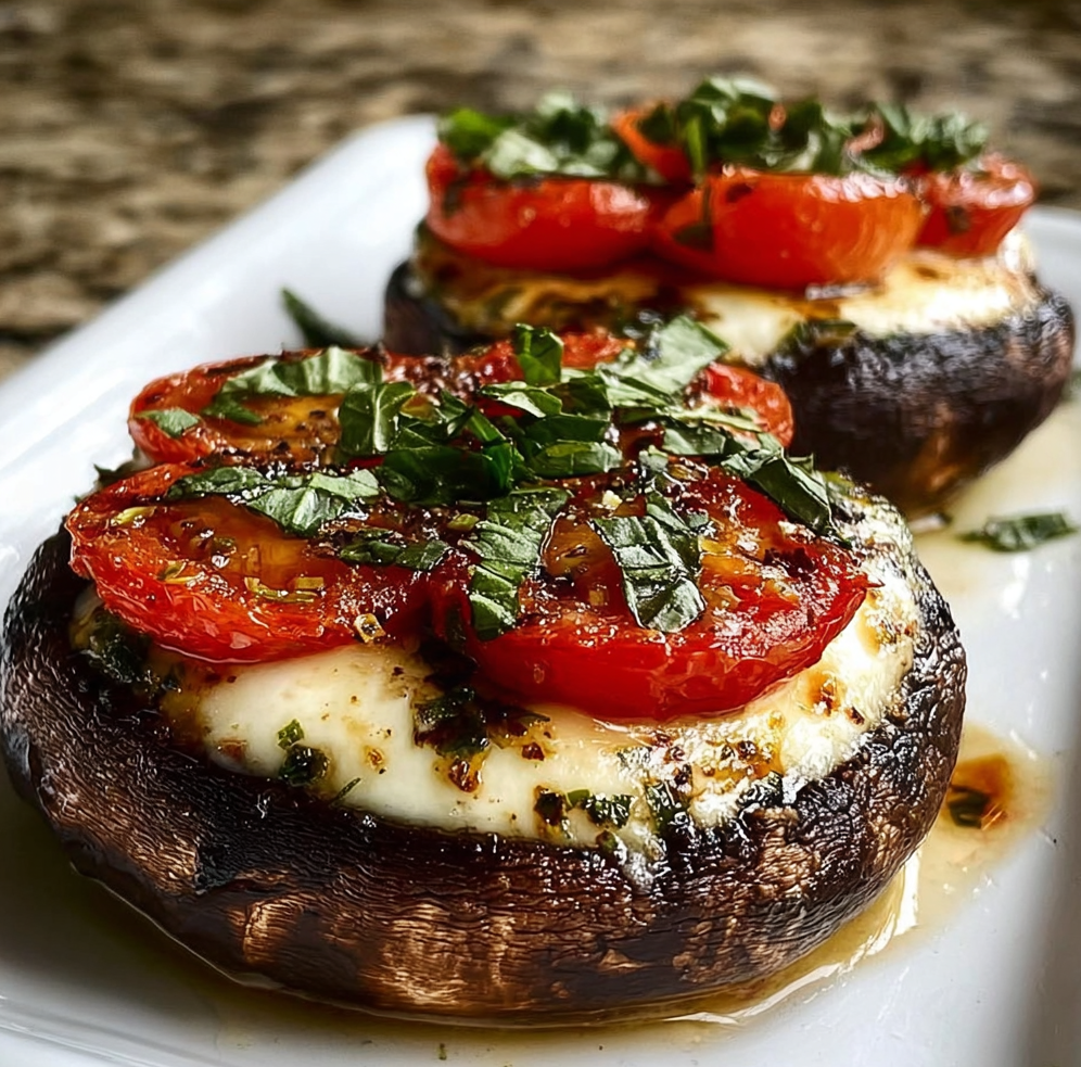 Caprese Stuffed Garlic Butter Portobellos
