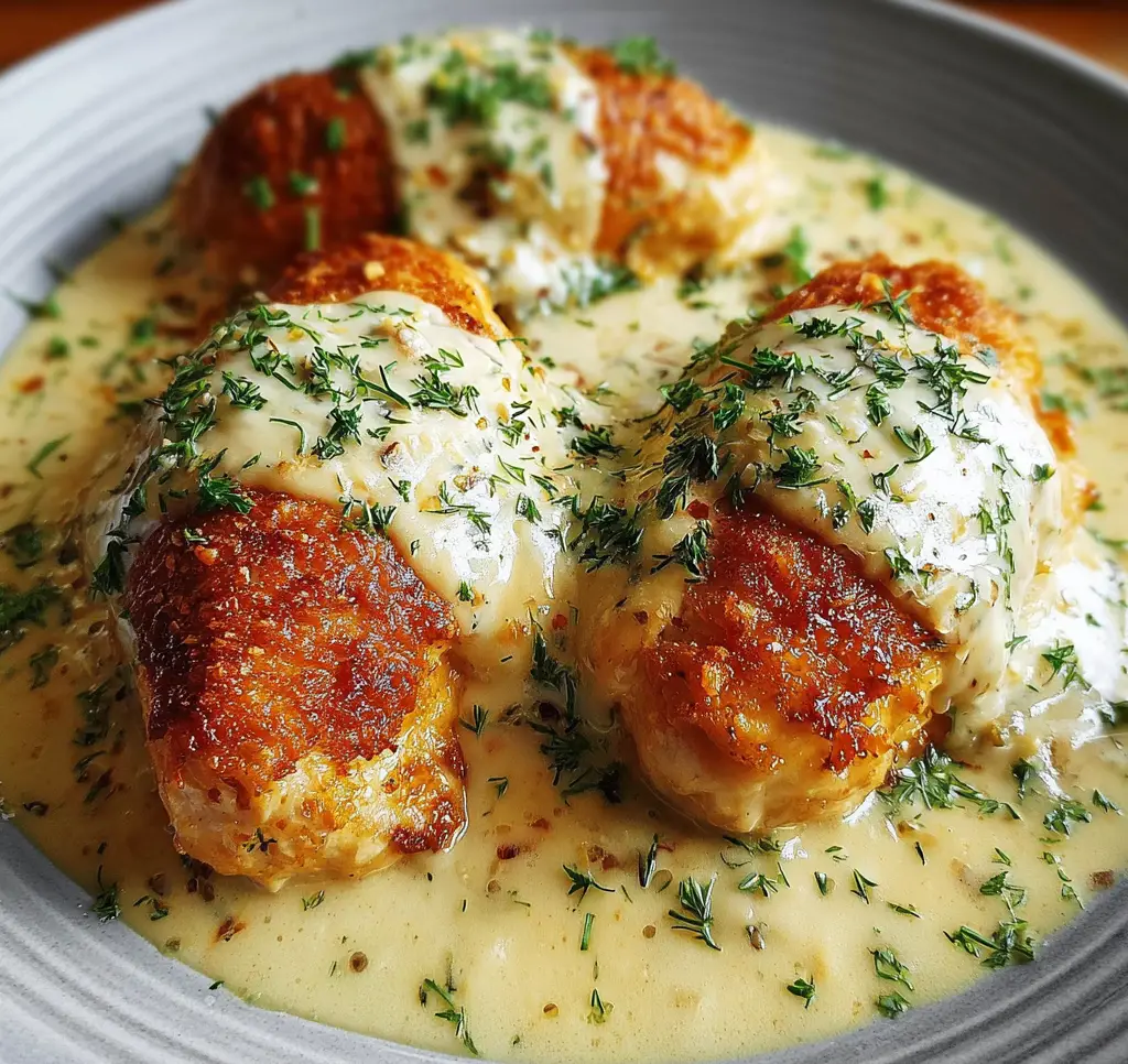 Chicken Pillows with Creamy Parmesan Sauce
