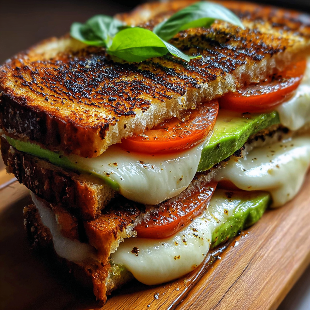 Avocado, Mozzarella, and Tomato Grilled Cheese