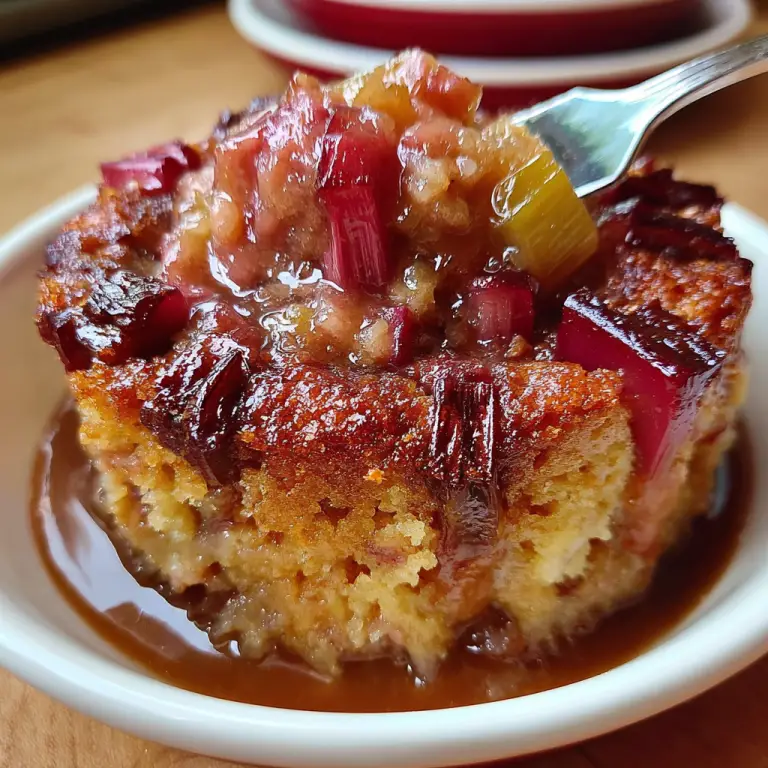 Baked Sticky Rhubarb Pudding