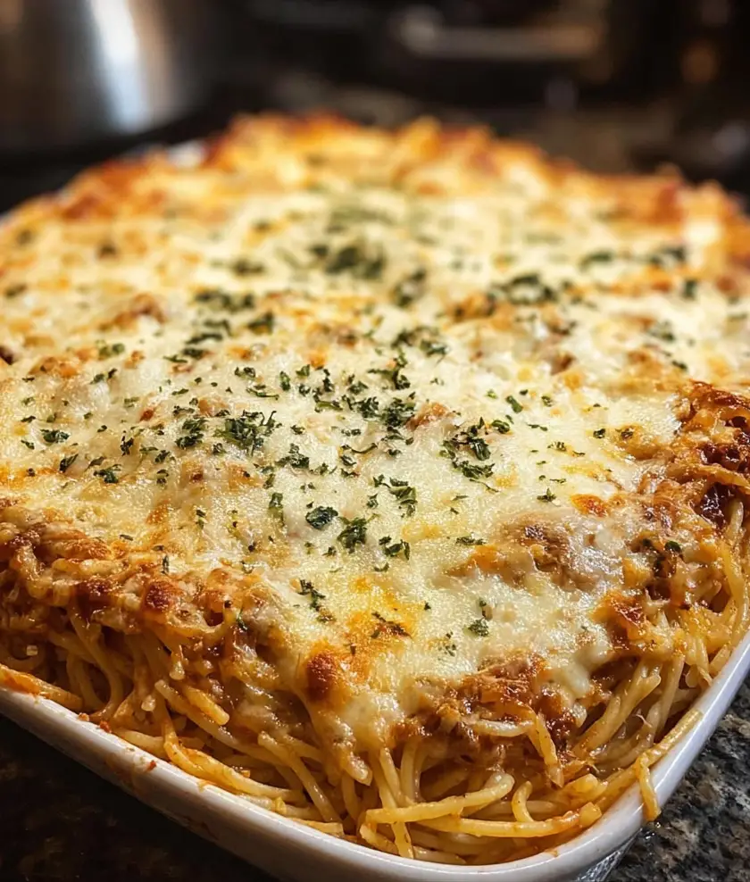 Baked Cream Cheese Spaghetti Casserole