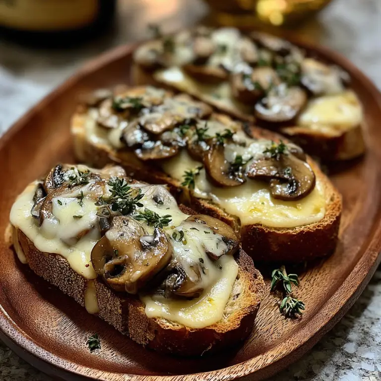 Mushroom Bruschetta with Gruyere and Thyme