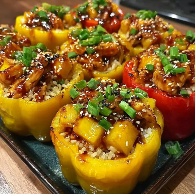 Teriyaki Pineapple Chicken Stuffed Peppers