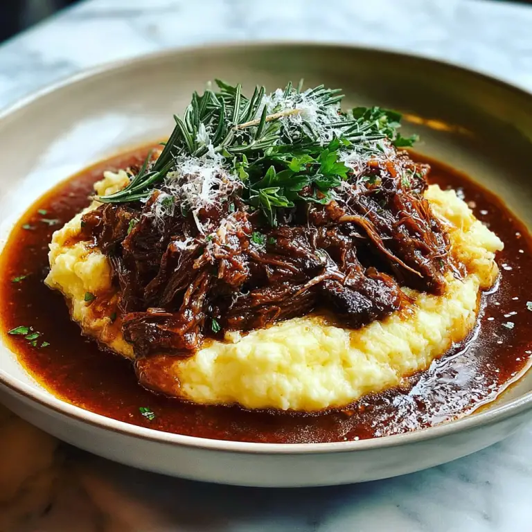 Tender Short Rib Ragu Over Silky Parmesan Mashed Potatoes