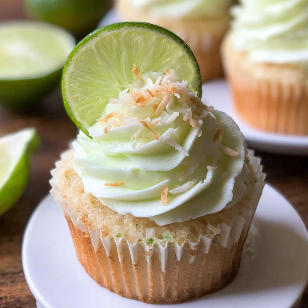Coconut Cupcakes with Lime Buttercream Frosting