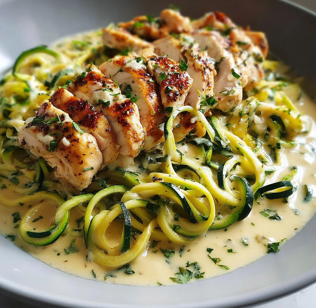 Zucchini Noodle Chicken Alfredo