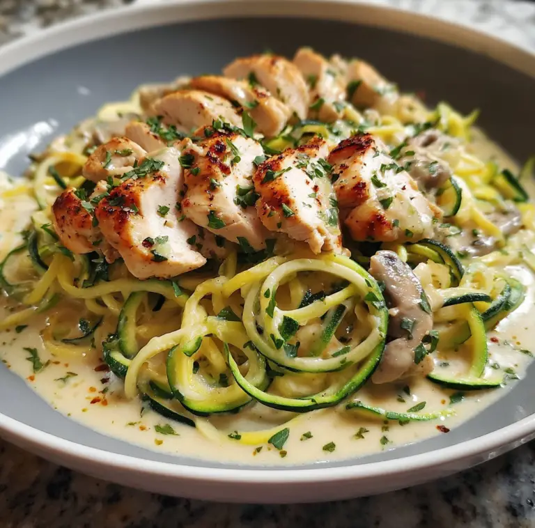 Zucchini Noodle Chicken Alfredo