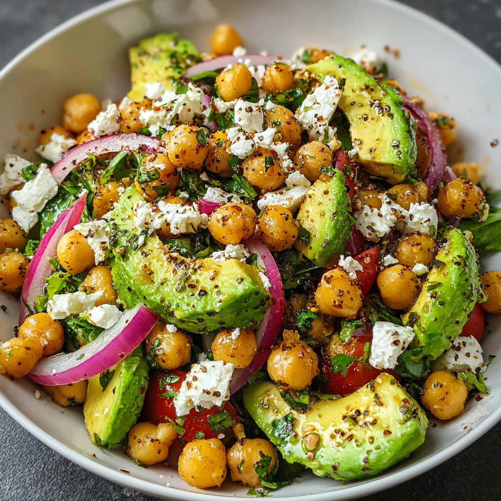 Chickpea Feta Avocado Salad