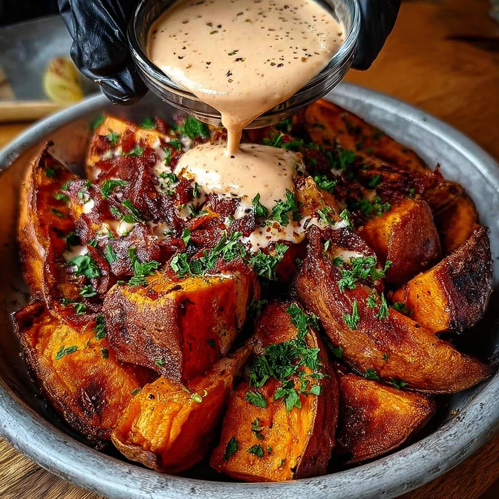 Smoky Roasted Sweet Potatoes with Chipotle Mayo