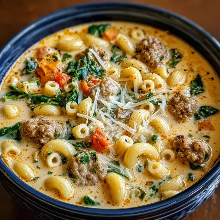 Creamy Parmesan Italian Sausage Ditalini Soup
