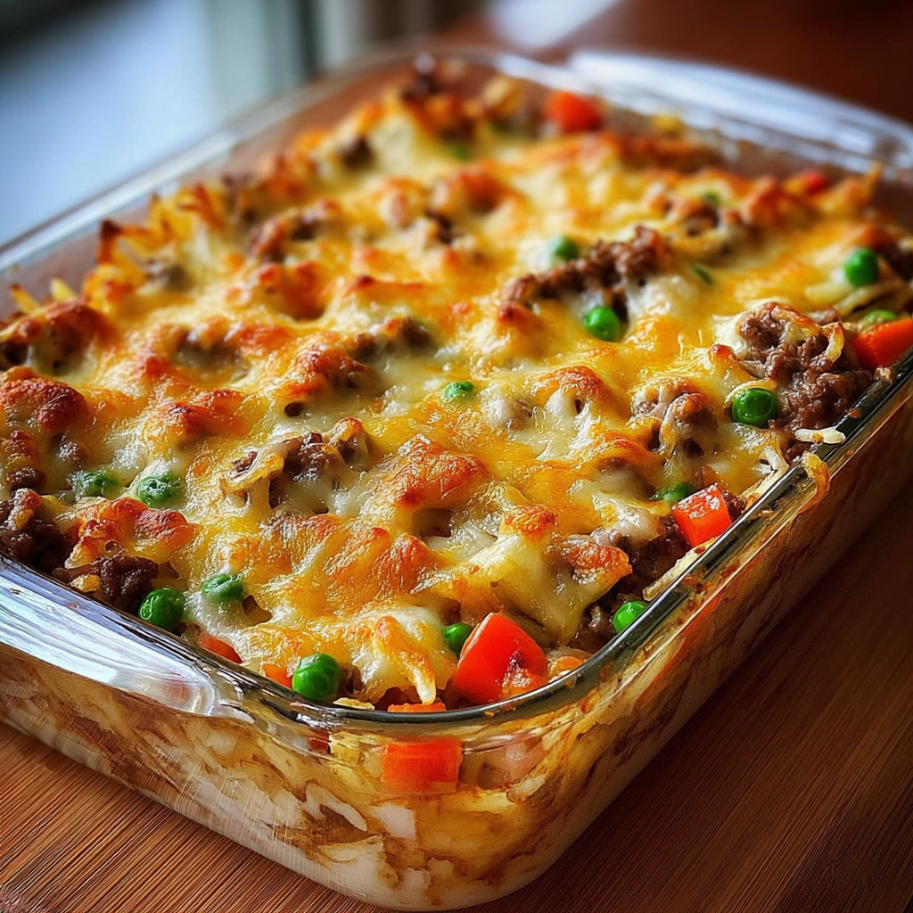 Homemade Cheesy Beef & Vegetable Casserole