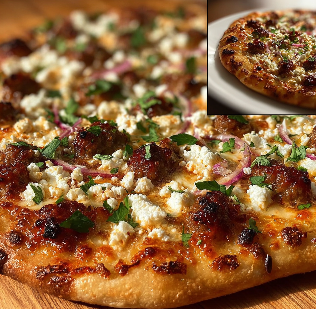 Sweet & Spicy Hot Sausage Feta Honey Pizza