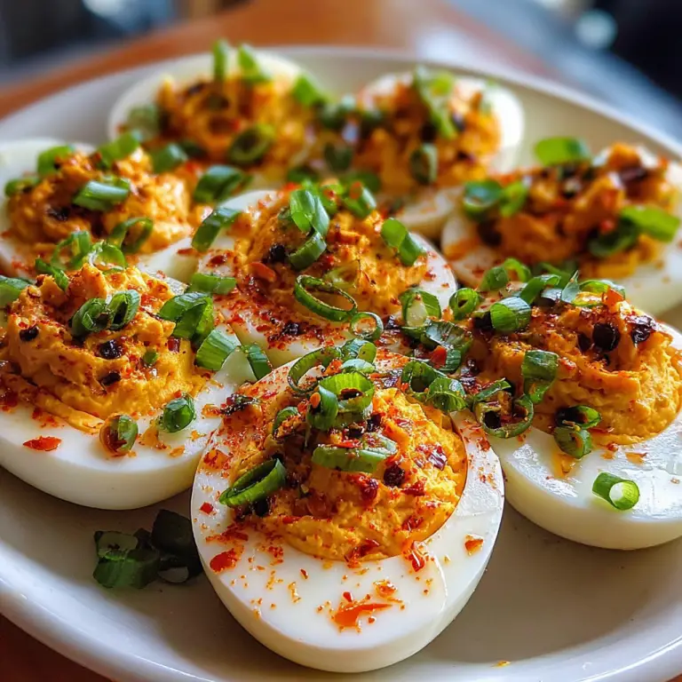 Spicy Chili Garlic Deviled Eggs